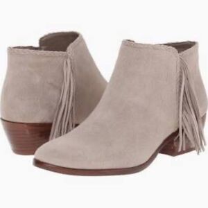 Sam Edelman Paige Taupe Suede Fringe Detail‎ Booties Sz 6.5
